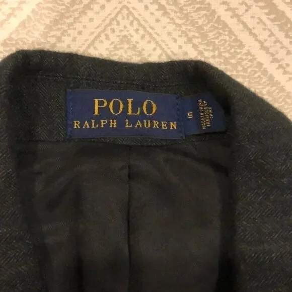 Polo Ralph Lauren Boys Charcoal Gray Two Button Blazer Size 5